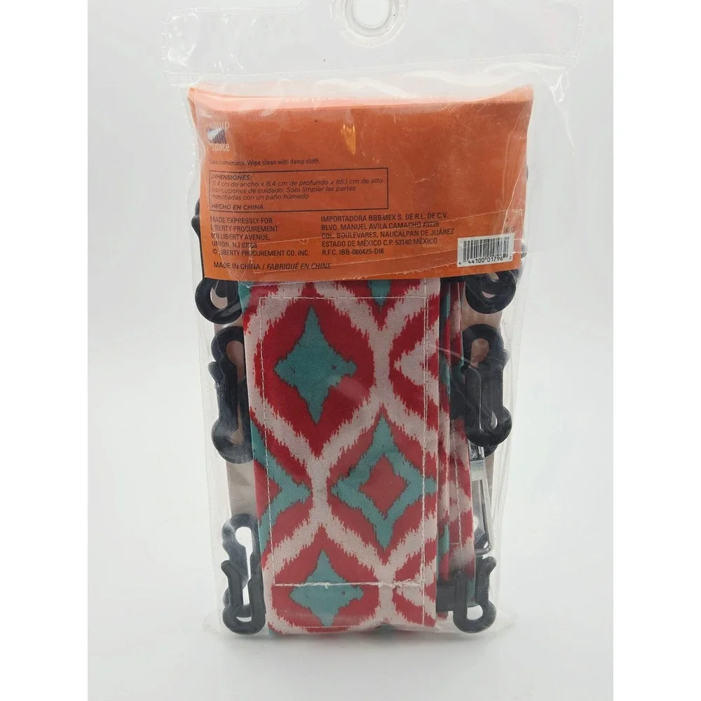 Equip Your Space Flip Flop Organizer Hanging 10 Pair Pink Teal Ikat Pattern NEW